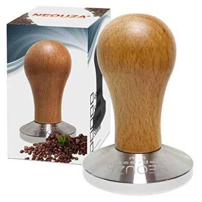 Image of NEOUZA Coffee Machine Espresso Tamper 58mm Barista Powder Bean Press Wooden Handle Stainless Steel Flat Base.Fit for E61 Group