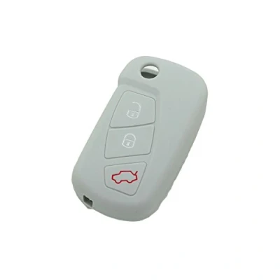 Image of BROVACS Silicone Cover Protector Case Holder Skin Jacket Compatible with FORD 3 Button Flip Remote Key Fob CV9700 Grey