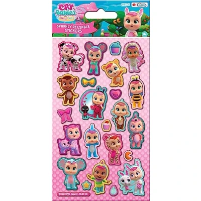 Image of Cry Babies Sparkly Reusable Stickers Official Licensed Product on Non Porous Surfaces