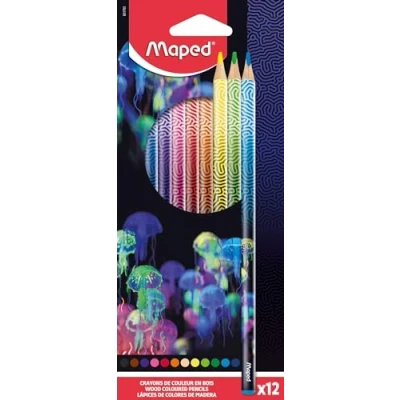 Image of Maped Deepsea Paradise Coloured Pencils Wooden Durable Leads Ergonomic Triangular Shape Box of 12 Colouring
