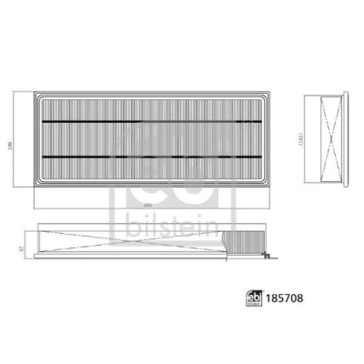 Image of 3786649M1, 3786649M2, 3786649M3, 4378102M1 Pollen Filter FEBI BILSTEIN 185708 498mm 199mm 57mm