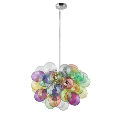 Image of Lucande pendant light Diborah, Ø 50 cm, coloured, glass, G9