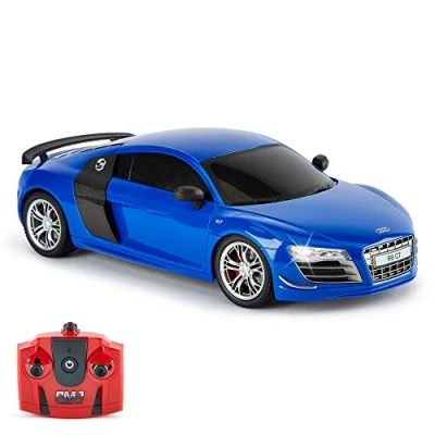 Image of CMJ Cars Audi R8 GT Officially Licensed Remote Control Car 1:18 Scale Working Lights 2.4Ghz (Blue 1:18)
