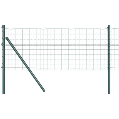 Image of vidaXL Euro Fence with 7 Posts 0.8x10 m Galvanised Steel Green