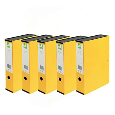 Image of Q Connect 75mm Box File Foolscap Yellow (5 Pack) 31819KIN0