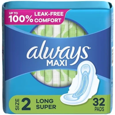 Image of Always Maxi, Size 2, Super Pads With Wings, Unscented 32 Count