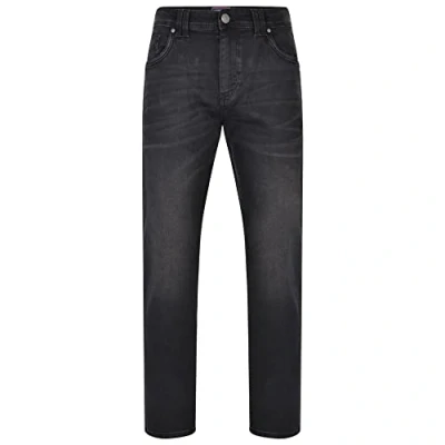 Image of Kam Mens Stretch Fashion Denim Distressed Jeans Pockets Belt Loop Zip Button Black 60 Waist Regular Leg