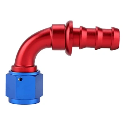Image of KIMISS 90 Fuel Hose Ends Fitting AN10 Fittings Swivel End Straight Push on Twist Lock Oil Gas Line Male Blue and Red