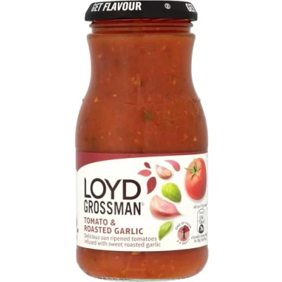 Image of Loyd Grossman Tomato and Roasted Garlic Cooking Sauce, 350 g Jar (Pack of 1)