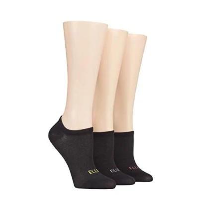 Image of Women&#039;s 3 Pair Elle Sport Mesh Bamboo No Show Socks Black 4 8