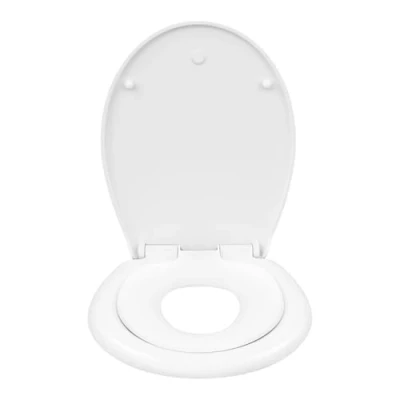 Image of Family Child Toilet Seat, Soft Close Seat,Potty Training Seat for Toddler with Release Quick Clean &amp;Top Fix/Blind Hole Fittings White