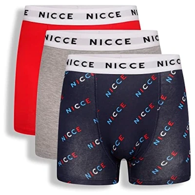 Image of Nicce Boys &#039;Mesan&#039; Soft Cotton Boxer Shorts, 3 Pack, Assorted (9 10 Years)