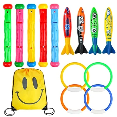Image of SULOLI Swimming Pool Toys,Diving Toys for Sinkers Kids Dive Sticks Diving Rings Toypedo Bandits Games Age 1 3 5 7 12