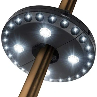 Image of Umbrella Lights Outdoor Parasol Solar Powered Lights, Detachable Portable Camping Tent Lamp with 3 Lighting Modes Battery LED Flashlight