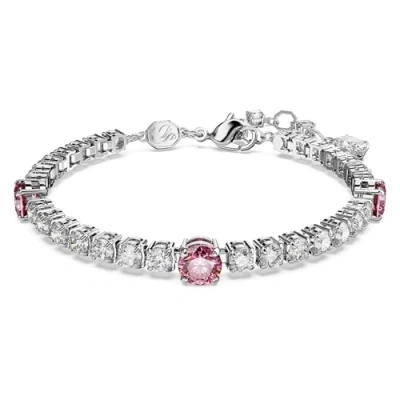Image of Swarovski Matrix Tennis Bracelet, White and Pink Crystals in a Rhodium Plated Setting, from the Collection