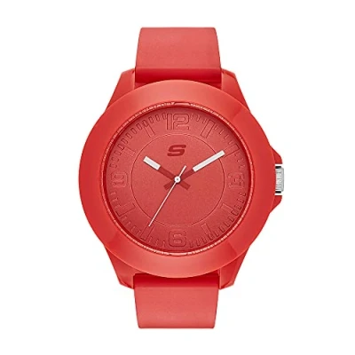Image of Skechers Watch For Men, Quartz Movement With Silicone, Polyurethene, Leather Or Stainless Steel Strap, Red, 50MM