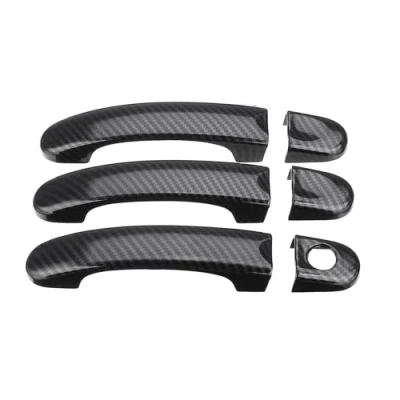 Image of Viviance 6pcs Set ABS Carbon 3 Door Handle Covers Handles Compatible with VW Transporter T5 T6 Caddy Vans