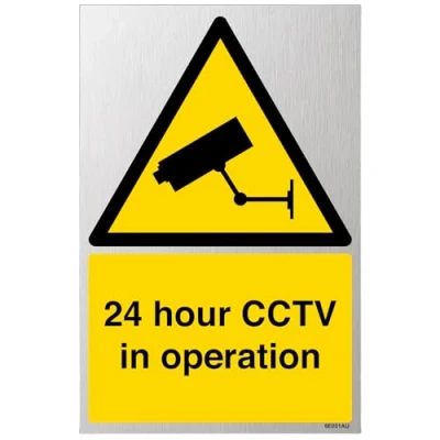 Image of V Safety 24 Hour CCTV In Operation Sign 200mm x 300mm 3mm Brushed Alu Comp