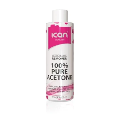 Image of Ican London 100% Pure Acetone Nail Polish Remover UV GEL Soak Off 250ml clear