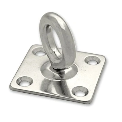 Image of Docks gmar66 Mobile Rings on Square Plate Pack of 2 Stainless Steel Thread Diameter 8 mm Inner 19 Ring Size 50 x mm, Platinum Grey