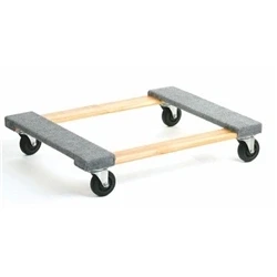 Image of Medium Carpeted Dolly; 450 x 750; Swivel Castors; Hardwood; Wood/Grey