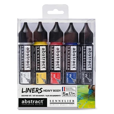 Image of Sennelier Abstract Acrylic Discovery Liner Set, Includes 5 27ml 3D Liners, Primary Colors (10 121350 00)