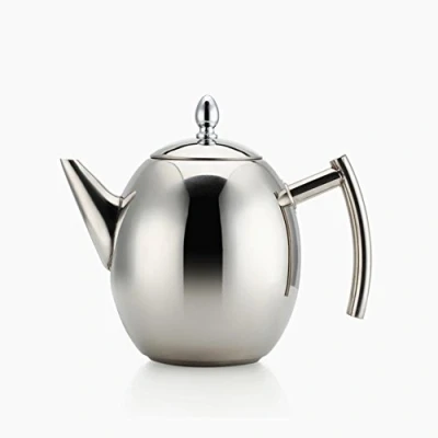 Image of OnePine Tea Kettle Teapot Set with Infuser Filter and Lid,Large Capacity 1 L/34 oz Stainless Steel Diffuser Pot for Loose Tea, Green Coffee (Silver)