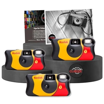 Image of Clikoze Disposable Cameras Multipack Includes 3 Pack Kodak Funsaver Single Use 35mm with 39 Exposures and Photography Tips Card