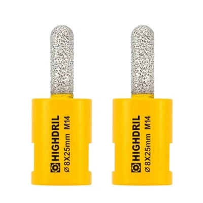 Image of HIGHDRIL Diamond Mortar Raking Bit 2 Pieces 8 mm x 25 M14 Thread Cutter for Old Mortar, Blown, Damaged Brick or Natural Stone Removal
