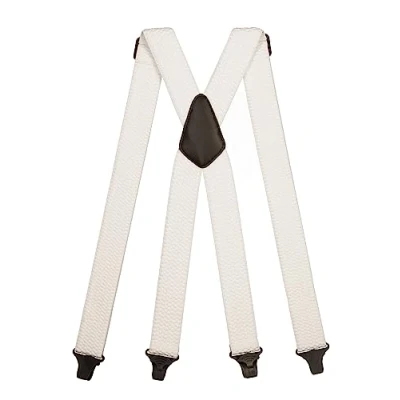 Image of Olata Heavy Duty X Shape Airport Braces/Suspenders with Plastic Clips 4cm. White