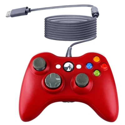 Image of OSTENT Wired USB Controller Gamepad Joystick for Microsoft Xbox 360 Console Windows PC Laptop Computer Video Game Color Red