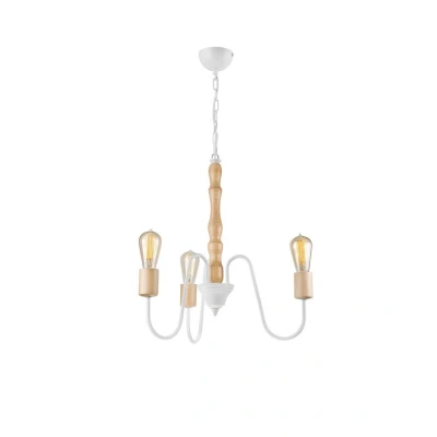 Image of Norah Industrial Multi Arm Pendant Ceiling Light White, 3x E27