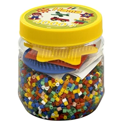 Image of Hama Beads 4,000 and Pegboard Tub, Yellow