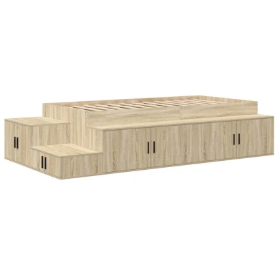 Image of vidaXL Storage Bed Frame Sonoma Oak 75x190 cm
