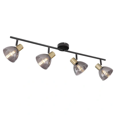 Image of Jay Ceiling Spotlight Bar Black Glass Shade 4x E14