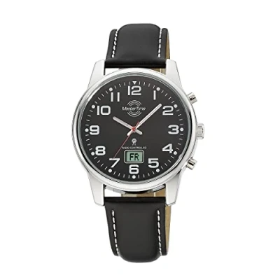 Image of Master Time MTGA 10816 21L Radio Quartz Men&#039;s Analogue Watch with Digital Date Leather Strap, Strap.