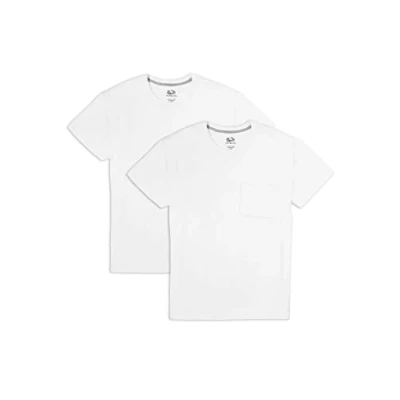 Image of Fruit of the Loom Men&#039;s Eversoft Cotton Short Sleeve Pocket T Shirts, Breathable &amp; Tag Free, 2 Pack White, Large (Pack 2)
