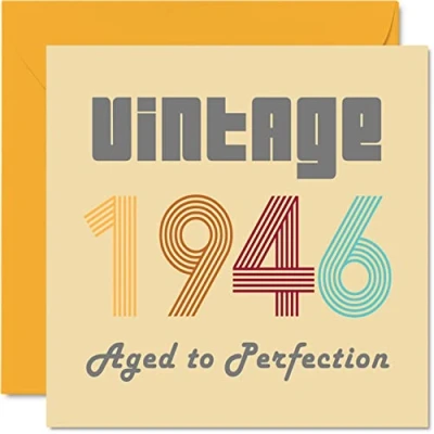Image of 78th Birthday Cards for Men Women Vintage 1946 Aged To Perfection 78 Card Funny Her Him, 145mm x Best Friend Greeting Mum Dad Grandad Grandpa Grandma Nanny
