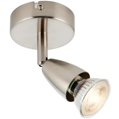 Image of National Lighting Amalfi Single Decorative Satin Nickle Finish GU10 LED Compatible Adjustable Ceiling Wall Spotlight