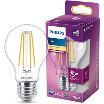 Image of Philips LED Premium Classic A60 Light Bulb [E27 Edison Screw] 8.5W 75W Equivalent, Warm White (2700K), Non Dimmable