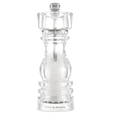 Image of Cole &amp; Mason London Acrylic Salt Mill, Non Corroding Ceramic Mechanism, Grinder with Adjustable Grind, 180mm, Seasoning Lifetime Mechanism Guarantee