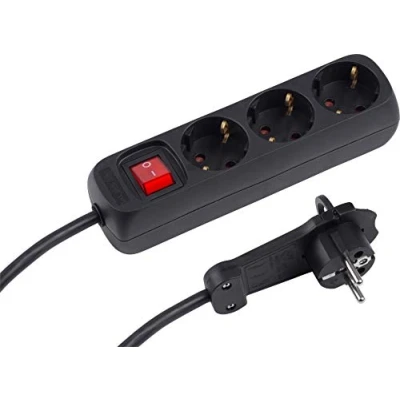 Image of Meister Steckdosenleiste 3 fach Extraflacher Stecker 2 m Kabel schwarz IP20 Innenbereich Beleuchteter Schalter / Mehrfachsteckdose Steckerleiste mit Flachstecker 7430160