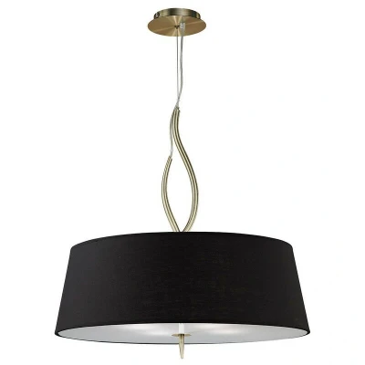 Image of Ninette Pendant 4 Light E27 With Black Shades Antique Brass