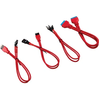Image of Corsair 30 cm Red Premium Braided Sleeved Front Panel Extension Kit