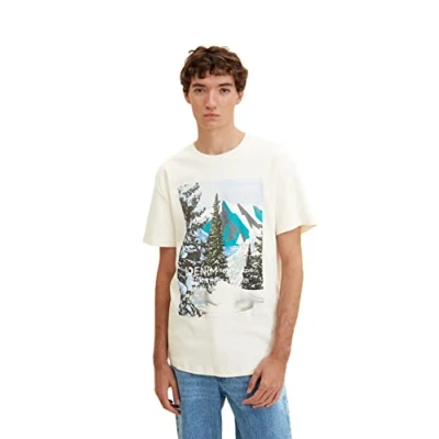 Image of TOM TAILOR Denim Men&#039;s T Shirt with Print 1033996, 10338 Soft Light Beige, M