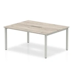 Image of Evolve Plus 1200mm B2B 2 Person Desk Grey Oak Top Silver Frame