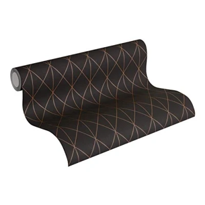 Image of A.S. Création Designdschungel by Laura N. Non Woven Wallpaper Geometric 10.05 m x 53 cm Metallic Black Made in Germany 365754 36575 4