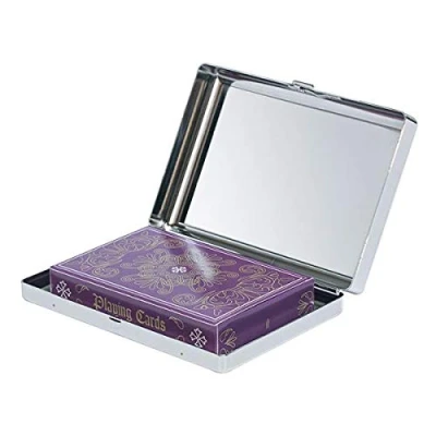 Image of County Engraving Personalised Silver Plated Playing Card Box and Deck Of Cards Enter Your Own Custom Text