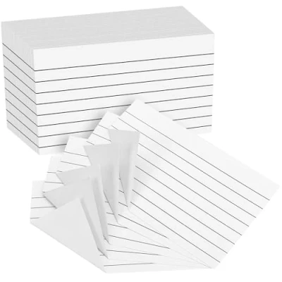 Image of 300 PCS Lined Index Cards White Ruled Revision 5x3&quot; [127x77mm] Study Note for Office School Home Learning Record PAP06WH300