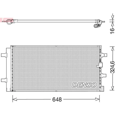 Image of 4G0260403Q, 8T0260401, 8T0260403, 8T0260403C, 8T0260403F Condenser DENSO DCN02044 with dryer 648x324.6x16 R134a 648mm AUDI: A4 B8 Saloon, A6 C7 Avant